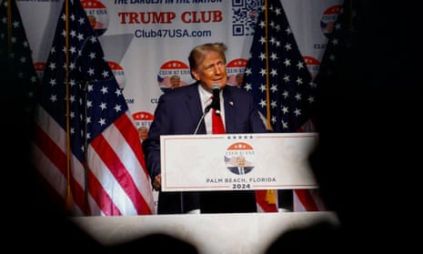 Trump delivers remarks to supporters at the Club 47 event in West Palm Beach, Florida, on 11 October.