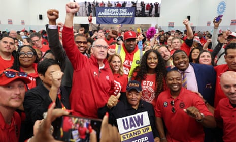 UAW president Shawn Fain after a rally for striking workers at UAW Local 551, on 7 October 2023.