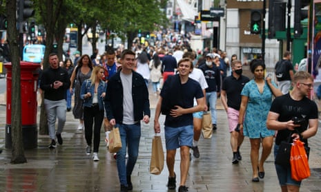 Shoppers on a wet Oxford Street in London