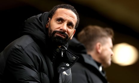 Rio Ferdinand at Molineux during Wolves’s 2-1 defeat to Manchester United in May 2021